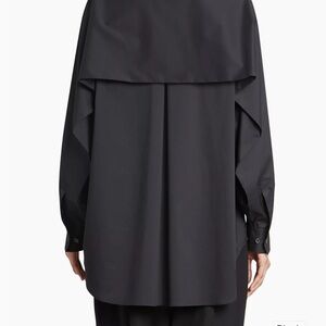 Issey Miyake Women's Black Oversized Shirt With Cape Effect